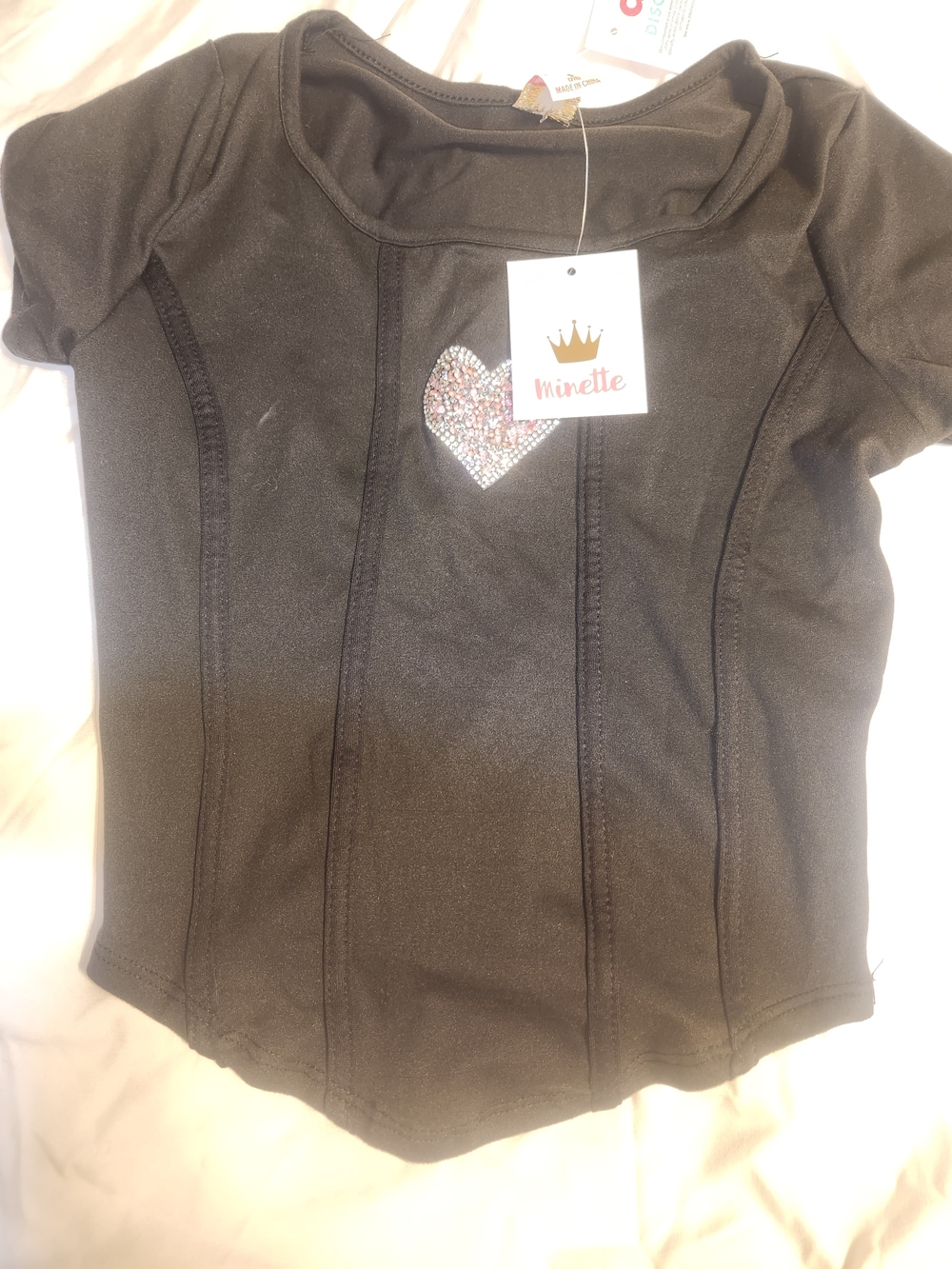 Black Short Sleeve Heart Top